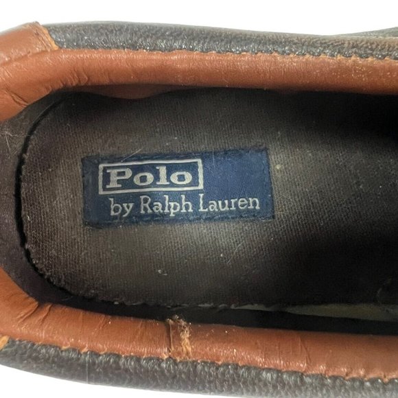 Polo Ralph Lauren Boys 7 Vaughn Brown Sneaker Leather Lace Up Round Toe Preppy - Picture 9 of 10